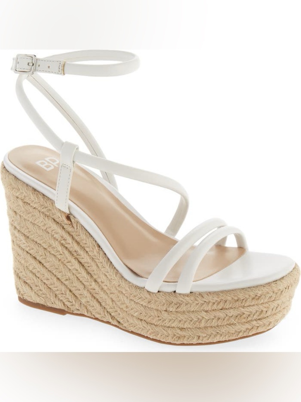 BP White Strappy Espadrille WEDGE SANDALS 9.5 nwot platforms jute peep toes new